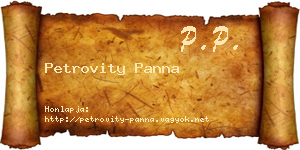 Petrovity Panna névjegykártya